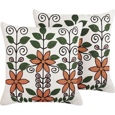 Dekokissen 2er Set VELLORE Baumwolle 50 x 50 cm Bunt Blumenmuster