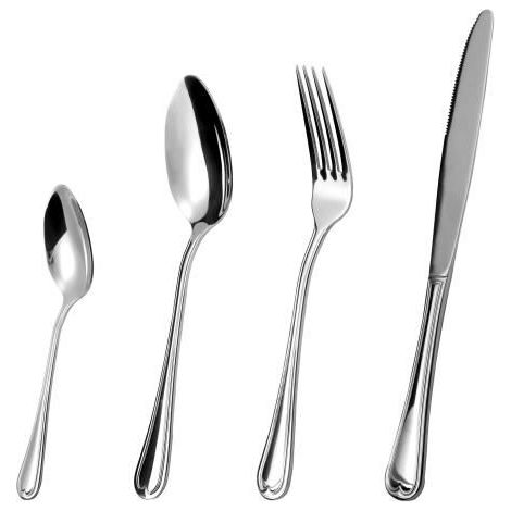 (Silbernes) Besteckset – Edelstahl – 24-teilig – 6 Messer – 6 Gabeln – 6 Löffel (1/4)