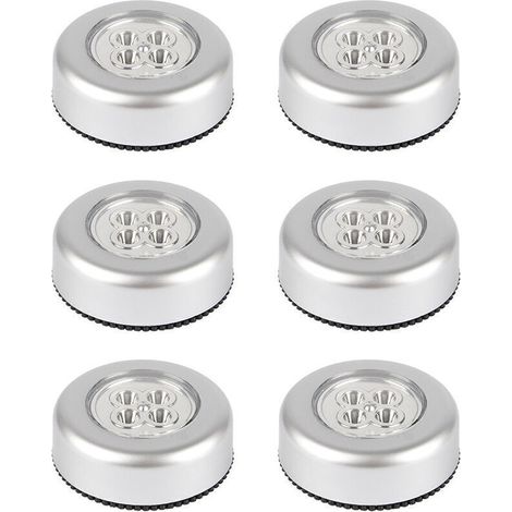 Set mit 6 batteriebetriebenen, kabellosen Touch-Leuchten, Stick Tap Touch Lampe, Klebe-Druckleuchte für Schränke, Regale, Arbeitsplatten oder Waschküchen, kabelloses Touch-Licht, Batterie nicht enthal