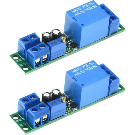 Module de minuterie 12 V, Panneau de Commande de Retard réglable, Lot de 2 contrôleurs de synchronisation avec bornes à vis pour projets de contrôle Industriel (1/5)