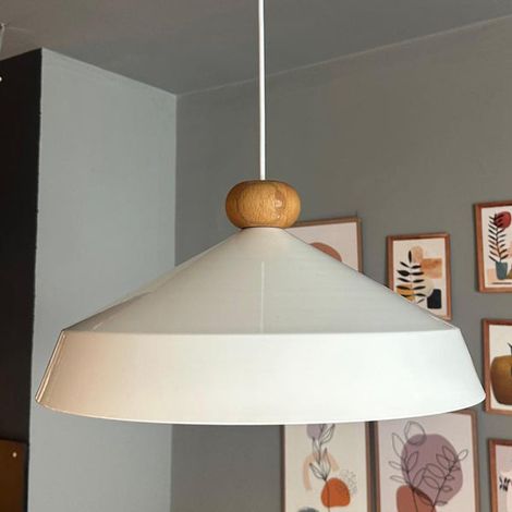 Lema Lustre Blanc Simple Avec Tête de Lit en Bois, Lampe Suspendue Pour Restaurant, Café et Salon (1/4)