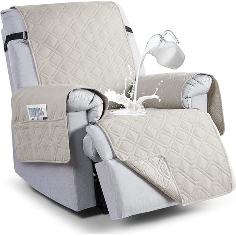 23in Couvertures de chaise de fauteuil imperméable, couverture de fauteuil de fauteuil antidérapant protecteur de meubles de chaise de chien avec poche,Beige