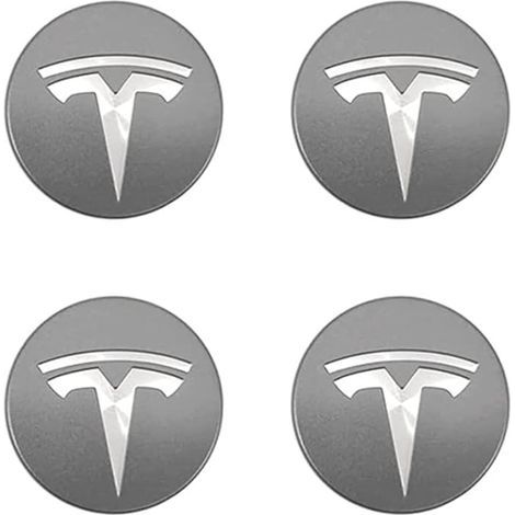 Lot de 4 enjoliveurs de 56 mm pour Tesla Model 3 et Model S, étanches à l'eau et à la poussière, avec logo de la marque. (1/4)