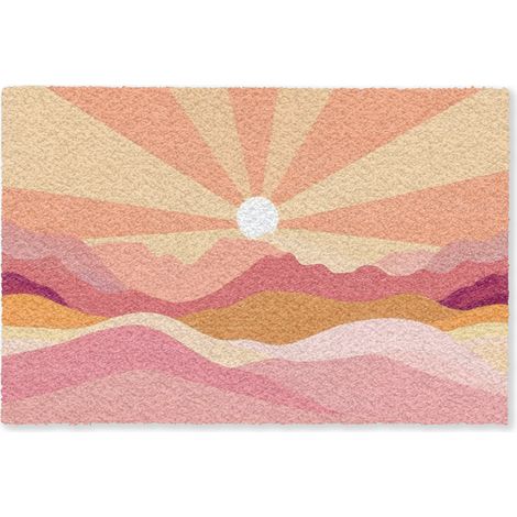 FELPUDO Montañas - Abstracto - Rayos de sol - Rosa 120x80 cm (1/5)