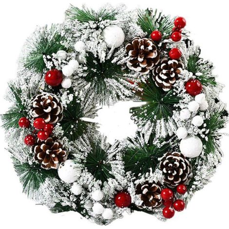 1 Couronne de Noël, Baies Rouges, PVC, Décoration Murale et Portail, Intérieur (1/5)