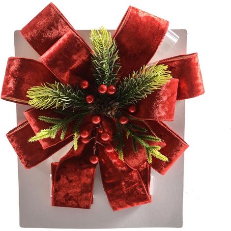 Fiocco decorato con coccarda rossa, appendibile, da 26 x 75 cm