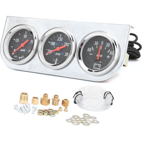 Jauge Triple 2in 3‑en‑1 Eau Temp Huile Pression Ampèremètre Universel 12V Auto Bateau Camion (1/5)