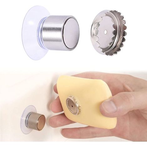 Stück magnetische Seifenschale mit Saugnapf, magnetischer Seifenhalter mit Saugnapf, wandmontierter Duschseifenhalter, kein Bohren erforderlich, einfaches Design und stabile Montage, geeignet für Bad 