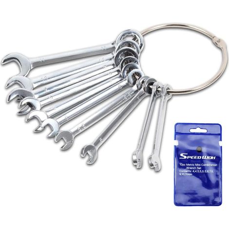 Lot de 10 petites clés métriques de 4 à 11 mm avec pochettes de rangement portables et anneau (1/5)