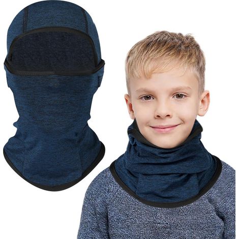 Cagoule enfant hiver 2-8 ans, masque ski polaire coupe-vent, tour de cou chaud, bleu roi (1/5)