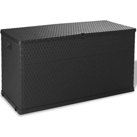 Coffre de rangement extérieur en polypropylène gris effet Rotin – Praticité et élégance (1/2)