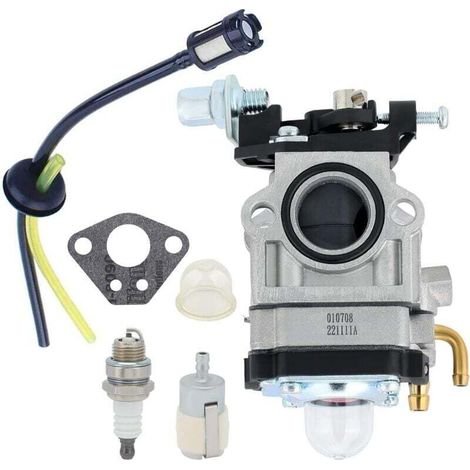 Carburatore per tosaerba da 52cc, 49cc e 43cc - kit carburatore con guarnizione, tubo flessibile, candela e filtro carburante, adatto a vari tosaerba e trattorini da giardino - Crezuo (1/4)