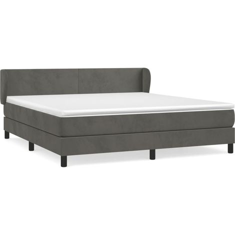Maison Exclusive - Giroletto a Molle con Materasso Grigio Scuro 160x200 cm Velluto (1/5)