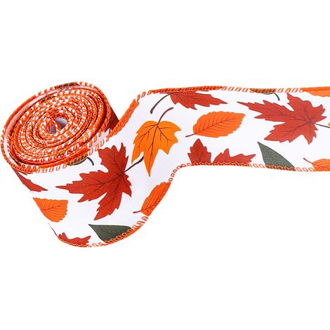 Cinta de grosgrain para la cosecha - Estampado de hoja de arce (1/5)
