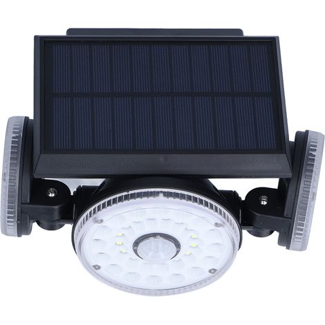 Lumière solaire LED avec détecteur de mouvement, applique murale étanche pour jardin, clôture et extérieur, éclairage public avec batterie intégrée (TY05104, 3 têtes, 70 LED) (1/5)