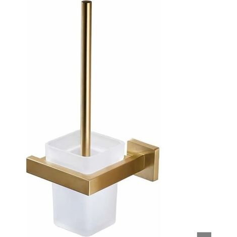 Brosse WC murale, acier inoxydable 304, finition or brossé, antirouille, design moderne, 15 x 14 x 34 cm (1/5)