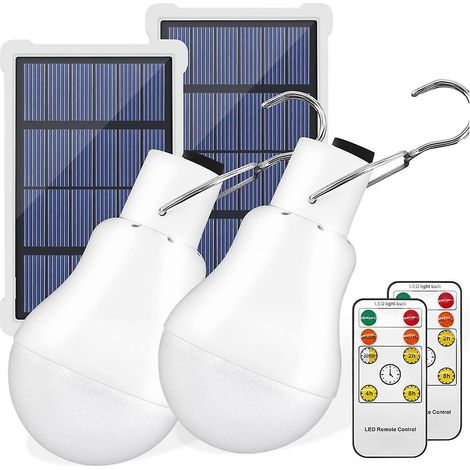 Lampes solaires portables, lampes de secours LED rechargeables par USB avec télécommande et minuterie pour abri de jardin, randonnée, camping (lot de 2). (1/5)