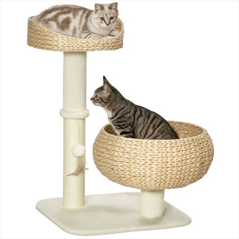 SunJet Arbre à chat, tour pour chat, griffoir 2 niveaux hauteur 72 cm - Réf. P7AORXKAW39B (1/5)