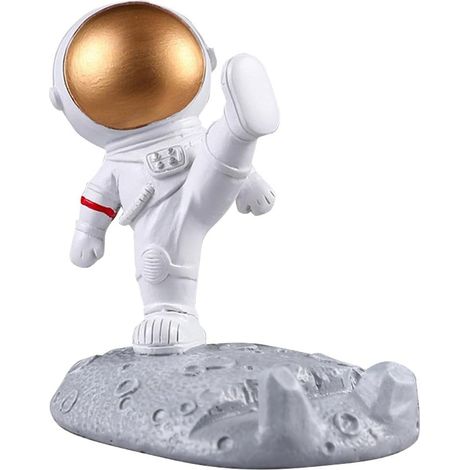 Bonito soporte de escritorio para teléfono con estampado de astronauta, ideal para decorar tu móvil (color dorado). (1/2)