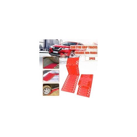 Lot de 2 tapis de traction antidérapants pour voiture – Matériau PP résistant – Pour neige, boue et sable – Conception hexagonale en nid d'abeille (1/5)