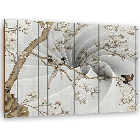 Quadro deco panel, Uccelli sull'albero magnolia - 100x70 (1/5)