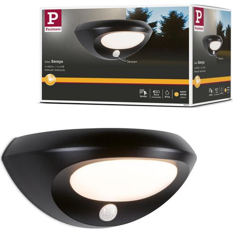 Applique d'extérieur LED solaire détecteur de mouvement IP44 230x125 mm 3000K 3,5W 220lm Anthracite plastique ampoule (1/5)