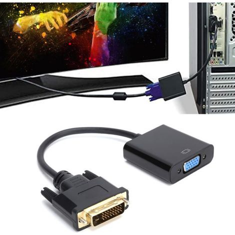 Adaptateur DVI vers VGA Adaptateur DVI mâle vers VGA femelle adaptateur DVI 24 + 1 vers VGA pour tablette de bureau (1/4)