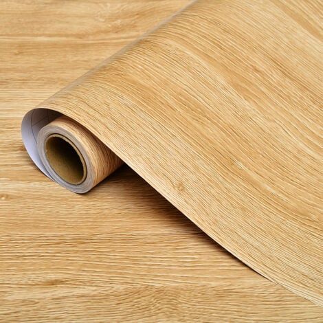 Papier adhésif Chêne clair Aspect bois Marron 40 cm x 3 m Film autocollant pour meuble et cuisine, film décoratif, papier peint PVC sans phtalates (1/5)