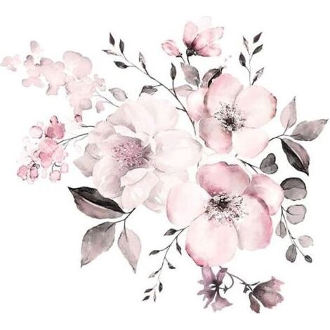 1 pcs Stickers muraux vintage FLEUR en rose pâle (30X30cm) I autocollant sticker mural plantes printemps nature I Décor pour salon chambre cuisine couloir chambre d'enfant (1/4)