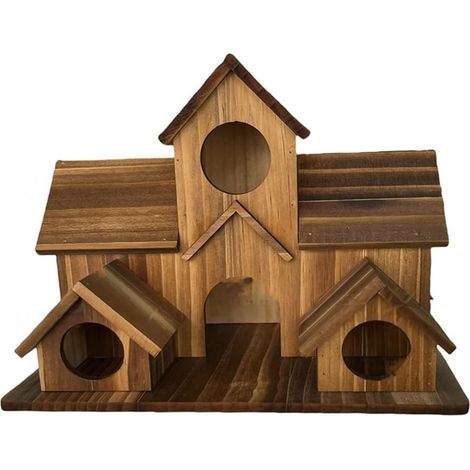 Mangeoire à oiseaux en bois pour oiseaux sauvages pour nichoir de jardin à suspendre pour pinsons, moineaux 20 x 13 x 15 cm (1/5)