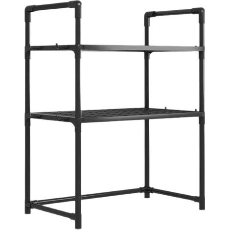 Support pour four à micro-ondes, étagère de rangement fonctionnelle pour la maison, 2 niveaux, noir, (1/3)