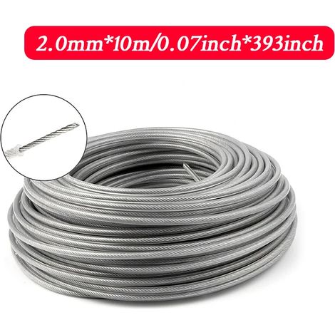 (10 m x 2 mm) Fil de coupe-bordures en nylon et acier, long rouleau rond, pour tondeuse à gazon. (1/4)