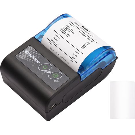 Mini impresora térmica USB portátil e inalámbrica (2 pulgadas) para recibos y tickets, papel de impresión de 58 mm, compatible con iOS, Android y Windows, ideal para hostelería y comercio minorista. (1/5)