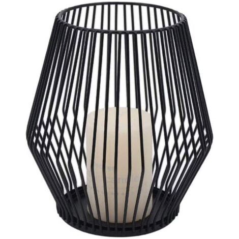 Bougeoir décoratif vintage en fil de métal noir mat, idéal pour les événements intérieurs et extérieurs, les fêtes et les mariages. (1/5)