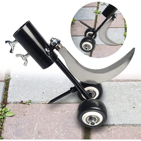 Herramienta de deshierbe 2 en 1 con ruedas para deshierbar jardín herramienta de deshierbe sin arrodillarse para limpiar entre adoquines patios y céspedes (1/5)