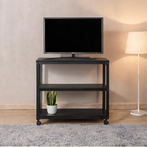 Meuble TV noir en bois 80 x 40 x 40 cm (1/5)