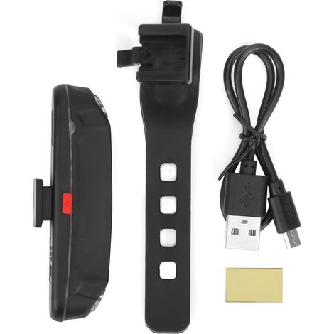 Feu arrière de vélo rechargeable USB, équipement de sécurité pour cyclisme, WR01A rouge blanc bleu (1/5)