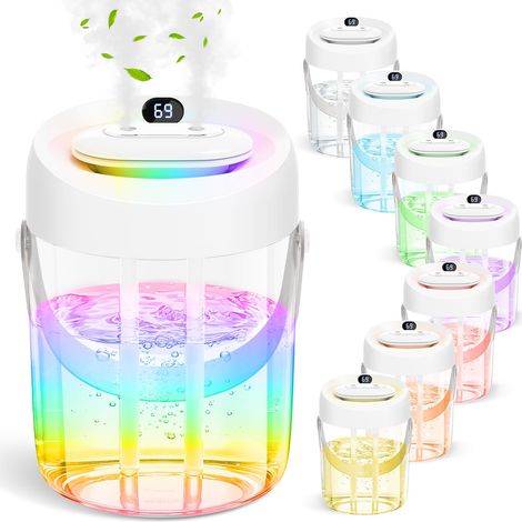 Humidificateurs de 2 L pour chambre à coucher, diffuseur d'arômes pour la maison, le bureau, humidificateur de plantes, diffuseur d'arômes de parfum d'intérieur, veilleuse et petit diffuseur d'arrêt (1/5)