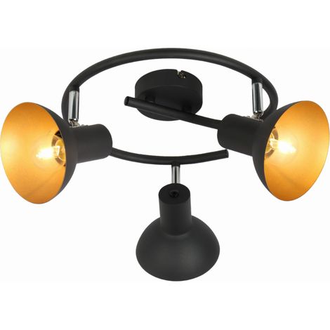 Candellux DISO plafoniera nera oro in metallo 3xE27