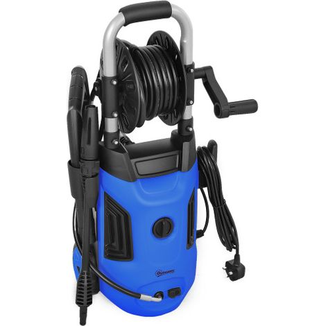 Powerful 1800W pressure washer offers 150 Bar and 420 L/h flow. Portable with adjustable nozzle, 6M hose, ideal for patios and cars. (1/5)