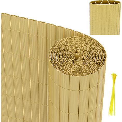 Jiubiaz PVC Sichtschutzmatte Balkon – Stabiler Wind- & Sichtschutzfür Balkone und Gärten, Terrasse & Zaun Bambus 80x400cm