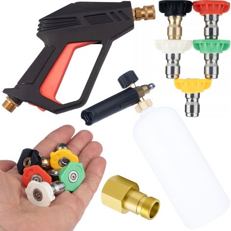 Set di Accessori per Idropulitrice – Pistola M22, Ugelli 5 in 1, Adattatore EasyLock, Schiumogeno 1L  Compatibile con Karcher HD/Lavor  275 Bar
