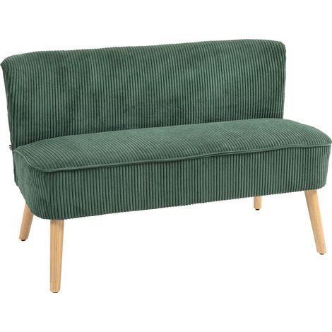 JSSEVN - Sofá de dos plazas en poliéster aterciopelado, estructura de madera, espuma confortable, verde esmeralda, 117 x 56,5 x 77 cm. (1/5)