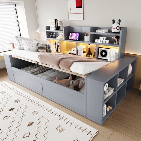 Ensemble vestiaire d'entrée 100x35x180 cm naturel avec miroir et 4 tiroirs - CHICFURN (1/5)