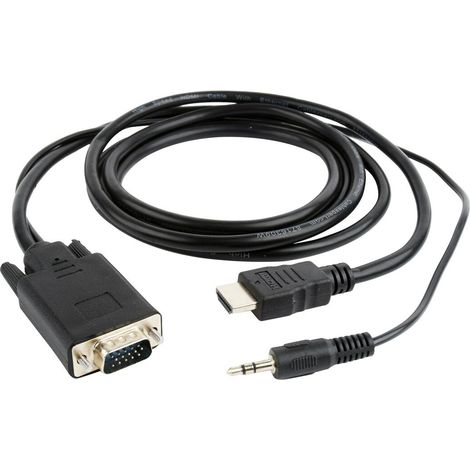 Adaptador HDMI a VGA mini Jack de 3 m, color negro. (1/3)