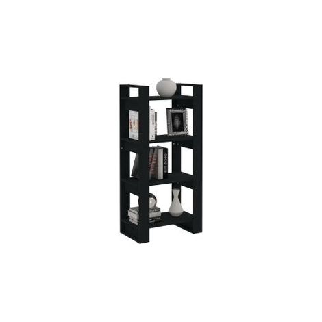 Bibliothèque-Séparateur de pièce Noir 60x35x125 Bois massif (1/5)