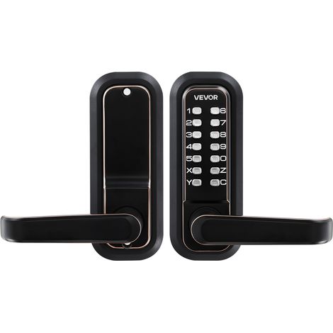 VEVOR Cerradura de Código Mecánica con Teclado, 4 a 7 Dígitos sin Llaves, Aleación de Zinc, Diseño con Manija, 4 Husillos, Bloqueo Automático para Puertas 35 a 65 mm, Jardín Exterior Garaje Entrada