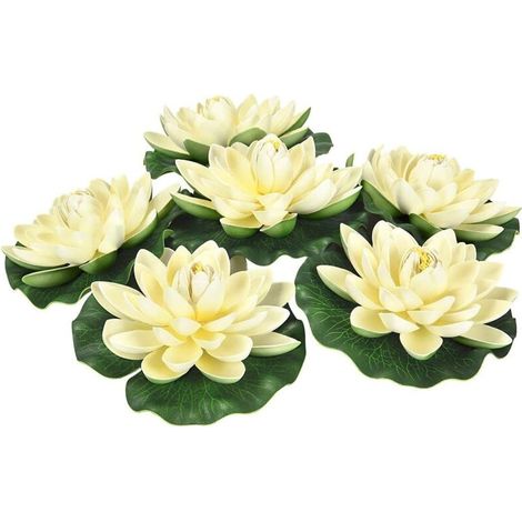 Pièces Nénuphars Artificiels Fleurs Flottantes Fleur de Lotus Flottante Nénuphars Lotus Nénuphar pour Fontaine d'Aquarium Bassin à Poissons Décoration de Bassin de Jardin