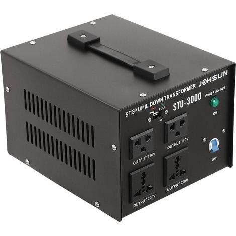 Convertisseur de tension, transformateur 3000W élévateur et abaisseur, 110V↔220V, robuste avec port USB, protection contre les surcharges et alimentation stable pour la maison et les appareils, noir (1/2)
