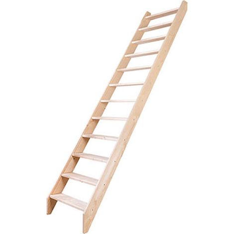Scala in legno senza corrimano - Altezza massima soffitto 2.90 m - MSU (1/5)